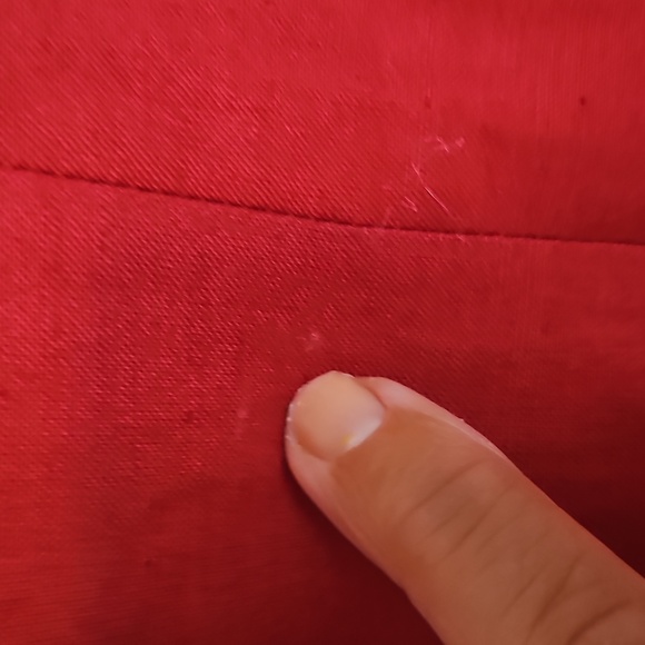 VINTAGE 90S Linen Double Breasted Boss Lady Red Long Line Blazer Small - Picture 13 of 13